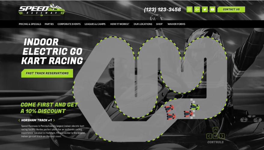 The homepage design - Speed Raceway