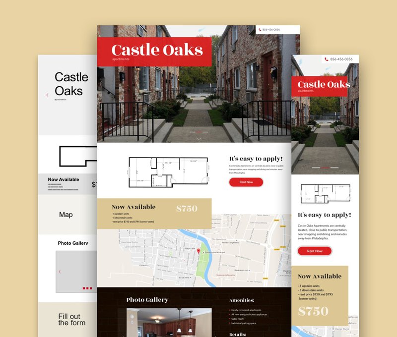 website development for the Castle Oaks Apartments