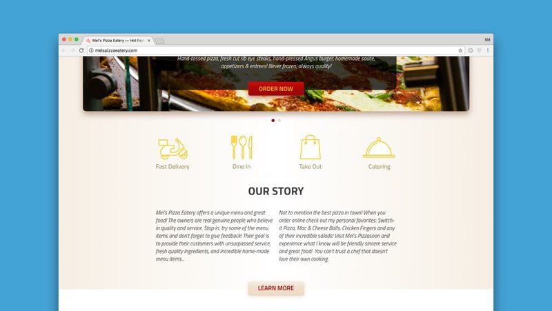 Website usability and SEO in Mel's Pizza Eatery website