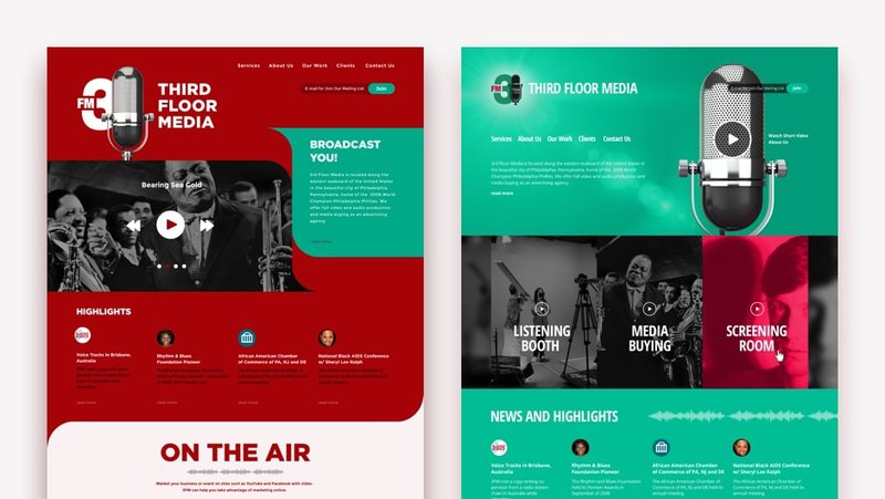 2 concepts of Third Floor Media main page
