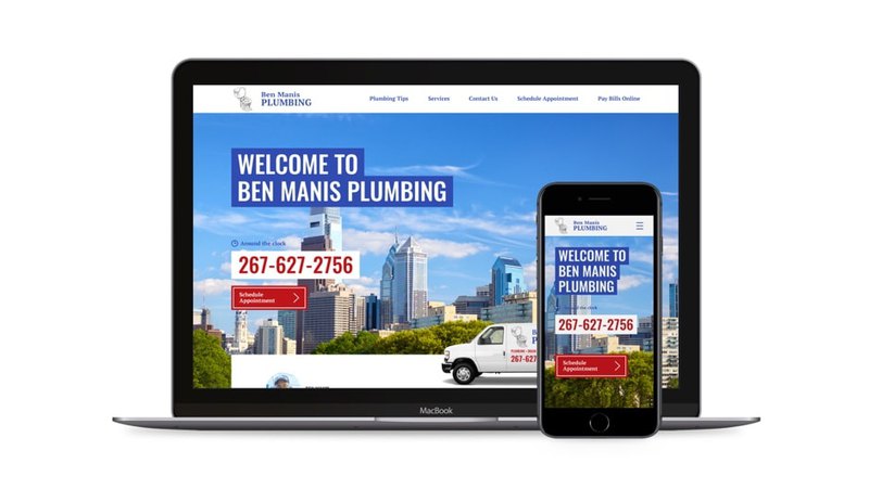 Web development for Ben Manis Plumbing in different devices