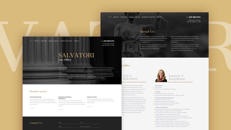 Salvatori website with classic web design