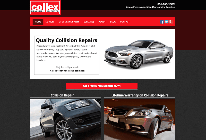 Old web design of Collex home page