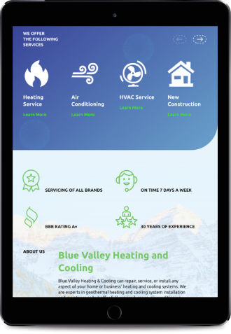 IPad image Blue Valley Heating and Cooling