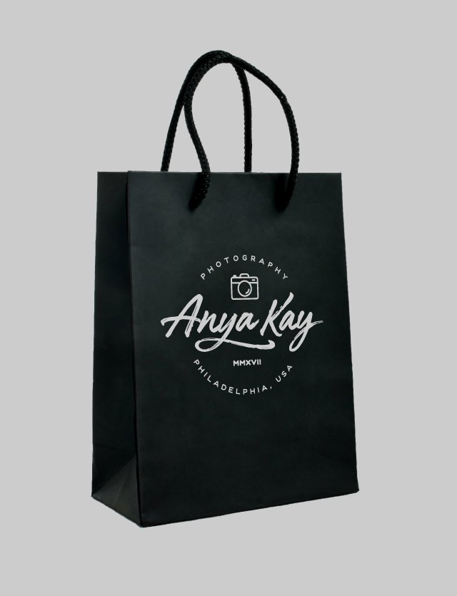 Anya Kay logotype in black bag