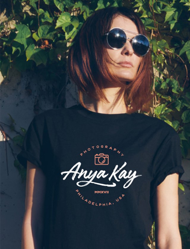 Black t-shirt with Anya Kay logp