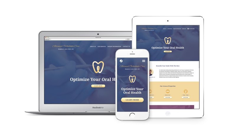 Web design of dental clinic adapted for other devices