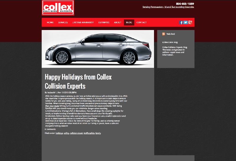 Old web design of Collex article page