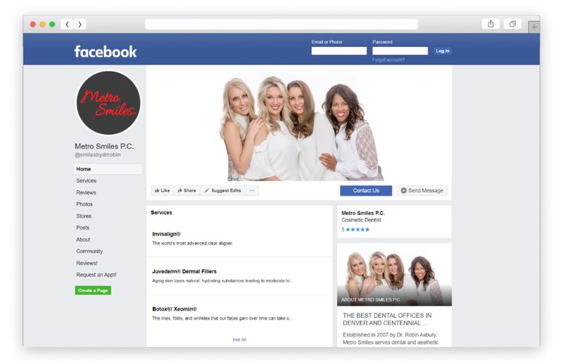 Metro Smiles Facebook account set up and designed by our team