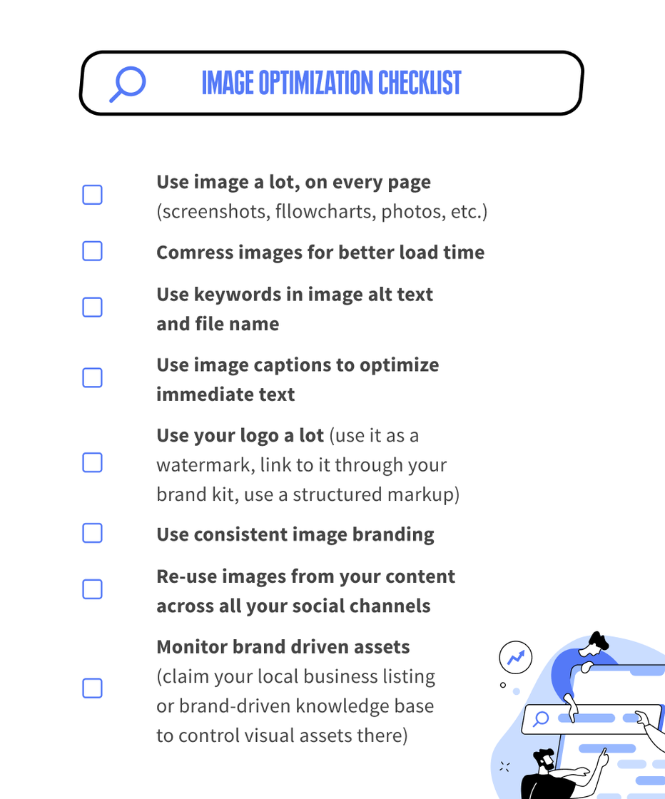image optimization checklist with a a list of tips