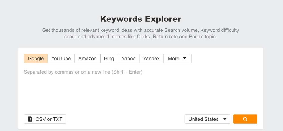 screenshot of the Ahrefs’ Keywords Explorer tool
