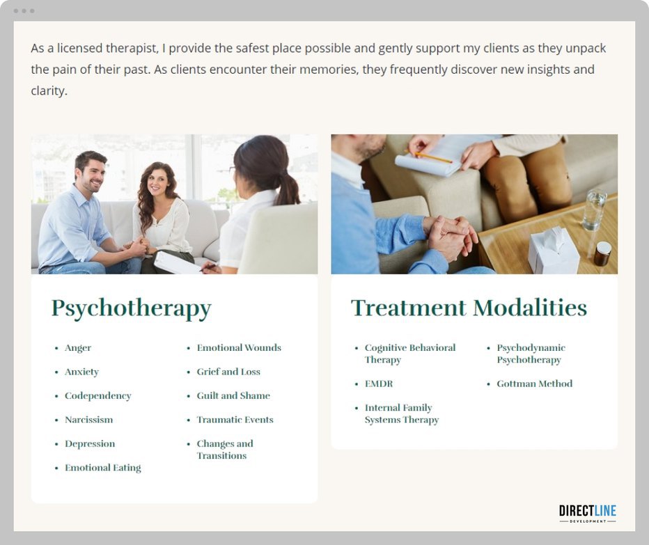 A psychotherapist treating the patients; hire our medical website design services for an impact!
