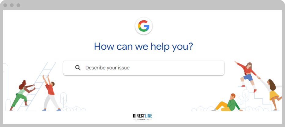 Google help desk search box with themed images 