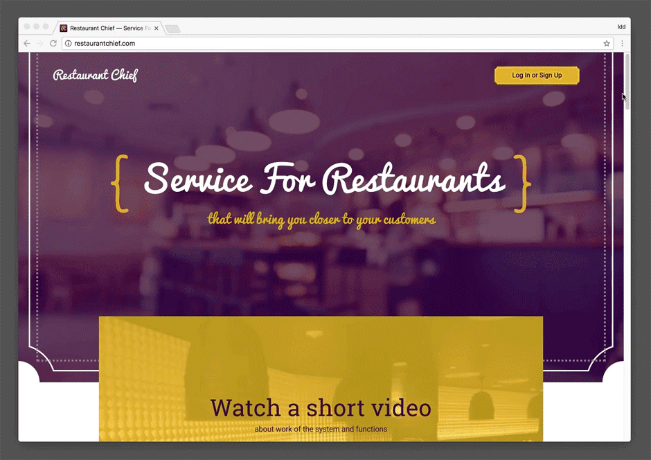 The visualization on the landing page for the Restaurant Chief website